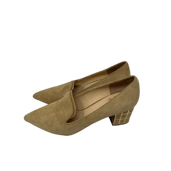 B Brian Atwood Pumps Womens 10 Karina Heels Tan Suede Embellished Pointed Toe - Picture 5 of 12